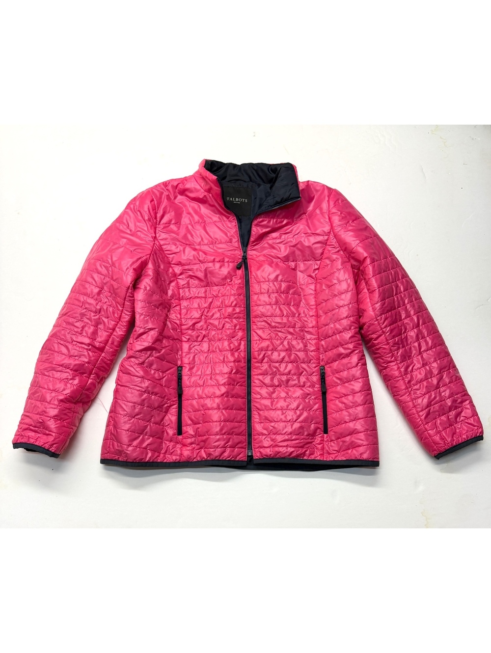 Talbots Pink Quilted Puffer Coat Jacket Petite Large Primaloft